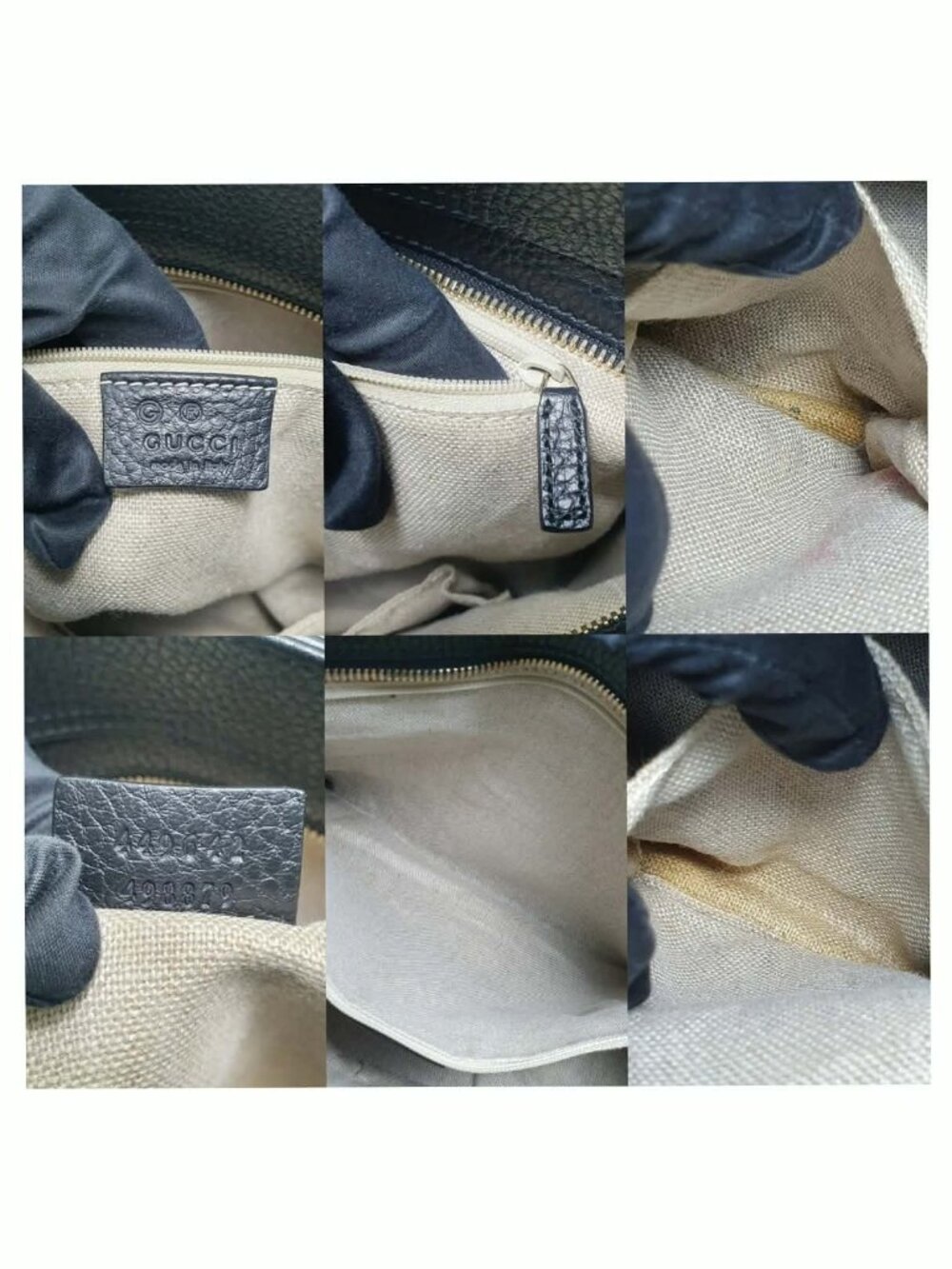 Authentic Gucci Black Leather Tote Bag Bamboo Tassel Crossbody Satchel Gold Hard - Picture 12 of 12